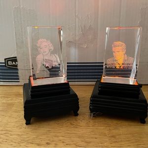 Elvis and Marilyn light up pedestal figurines